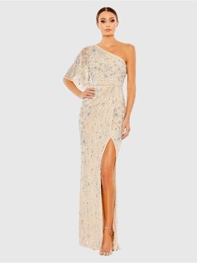 Mac Duggal 93635 Embellished One Shoulder Draped Gown Size 10 NWT